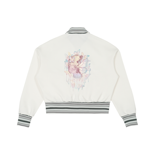 Striped Rib Collar Zip Jacket