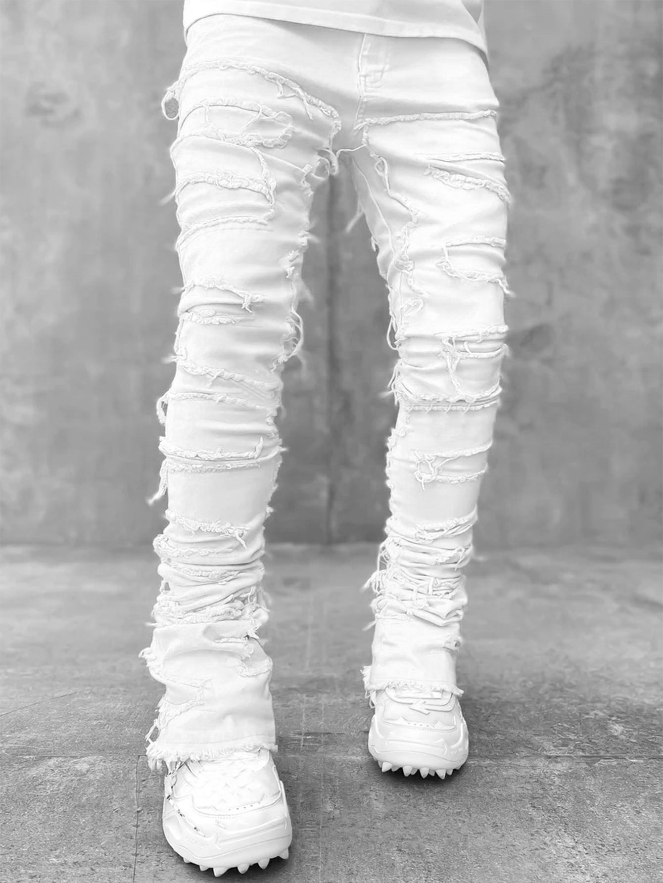 Urban Fit Patched Stacked Jeans – Slim Tapered Style for Men