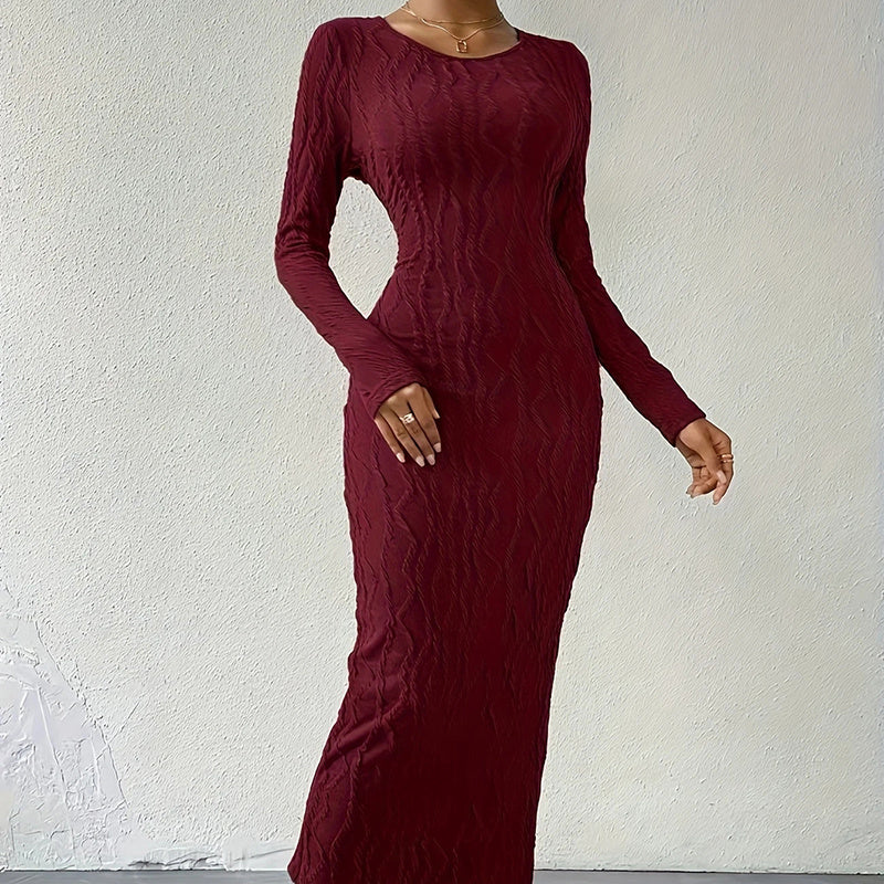 Fall Ribbed Knit Midi – Long Sleeve Elegance