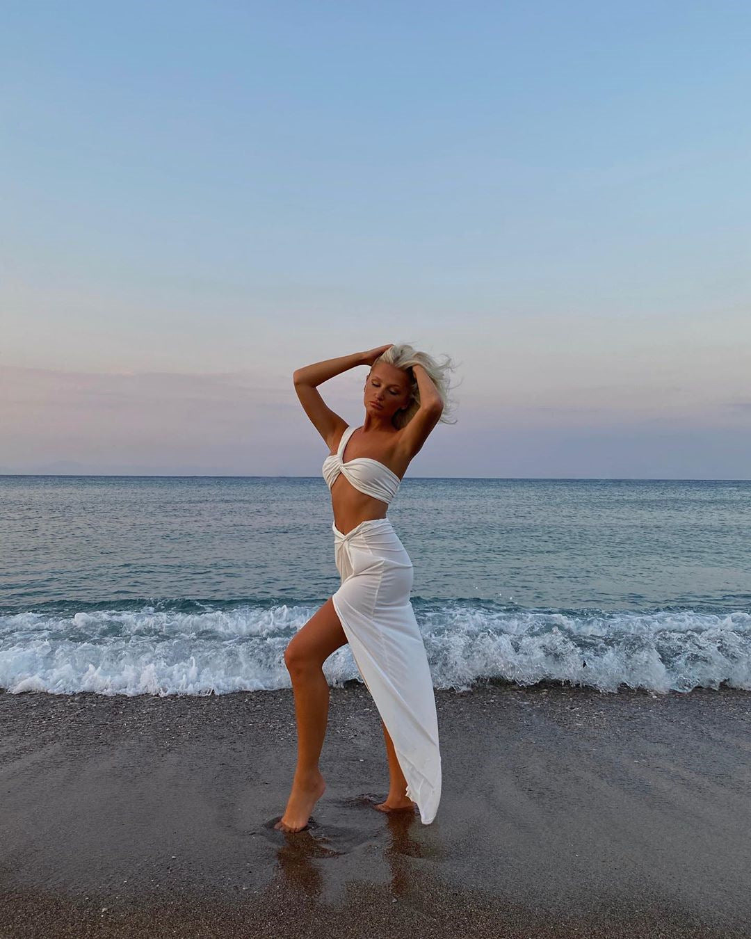 Side Slit Skirt & Twist Crop Top