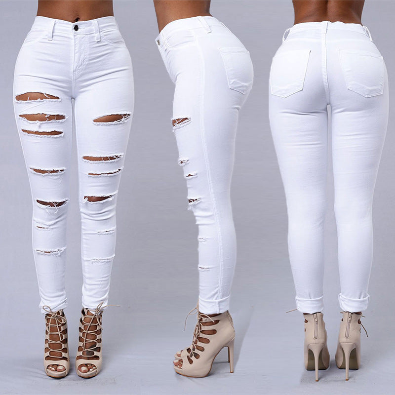 High-Waist Ripped Skinny Jeans – Stretch Fit & Street Style