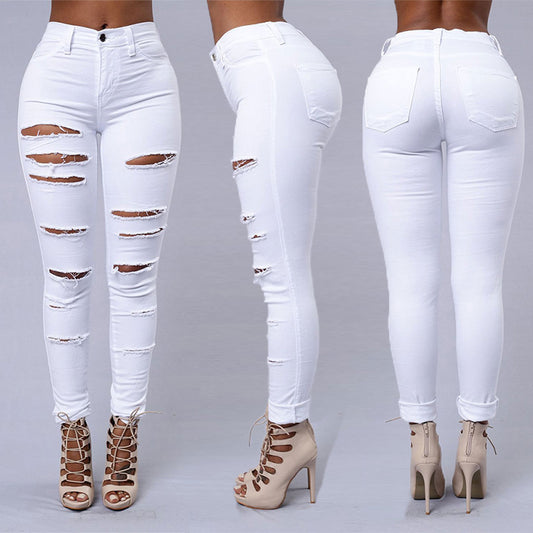 High-Waist Ripped Skinny Jeans – Stretch Fit & Street Style