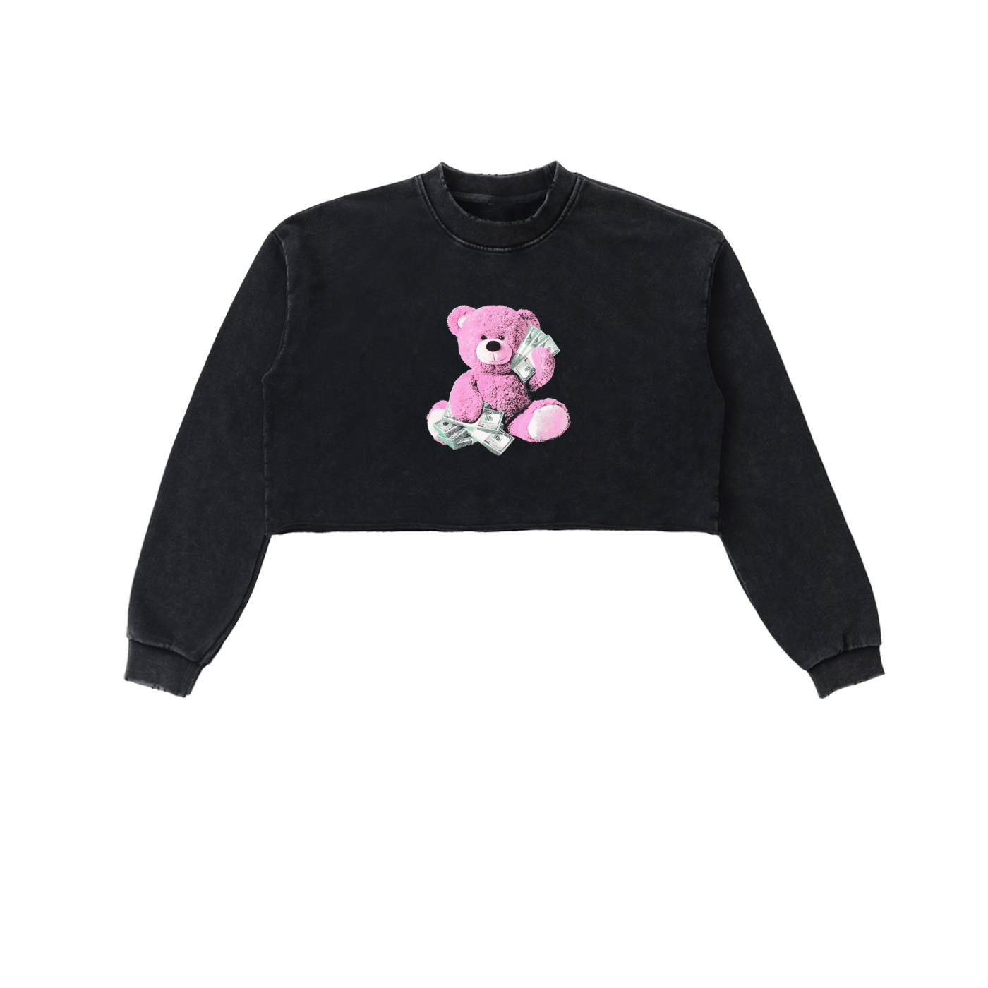 Snow Washed Raw Edge Cropped Sweatshirt