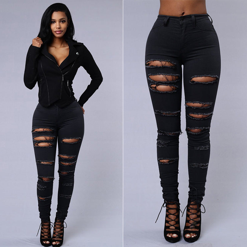 High-Waist Ripped Skinny Jeans – Stretch Fit & Street Style