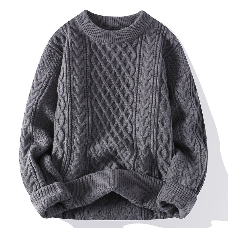 Men’s Vintage Cable Knit Pullover – Soft Thick Winter Wear