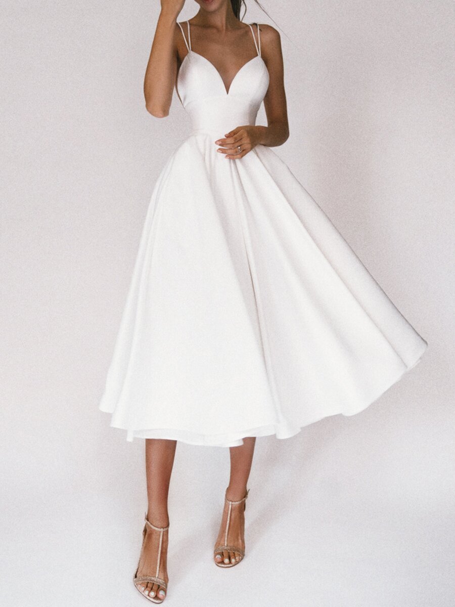 V-Neck A-Line Midi Dress – Elegant, Light & Summer-Ready