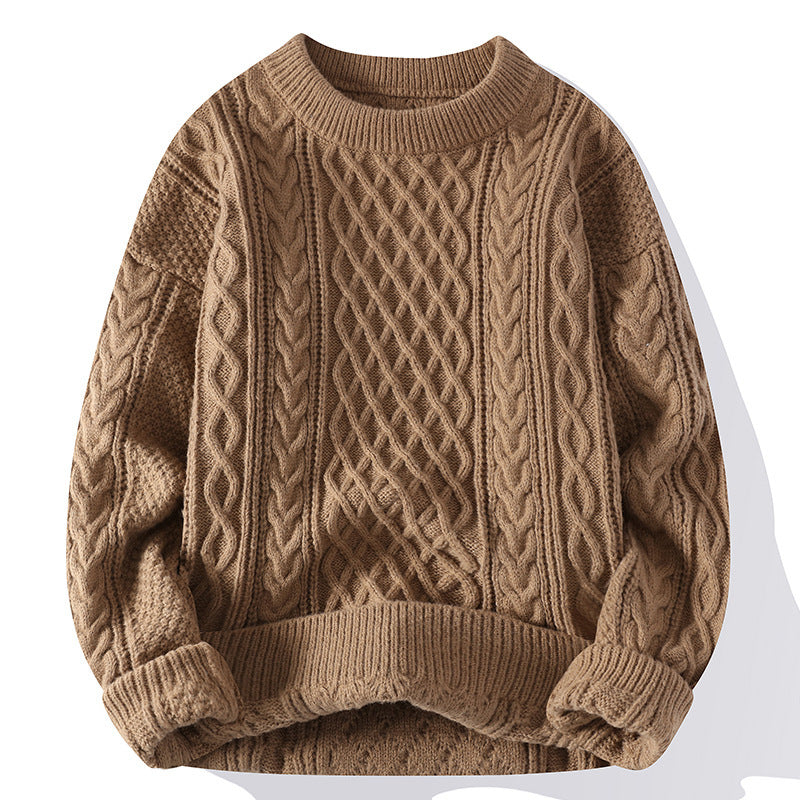 Men’s Vintage Cable Knit Pullover – Soft Thick Winter Wear