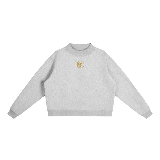 Essential Fleece Mock-Neck Crew Sweatshirt