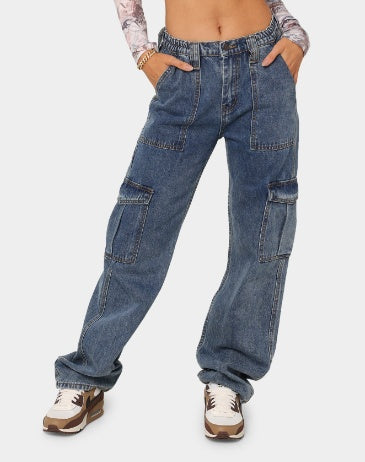 Baggy Straight-Leg Cargo Jeans – Streetwear Utility Fit