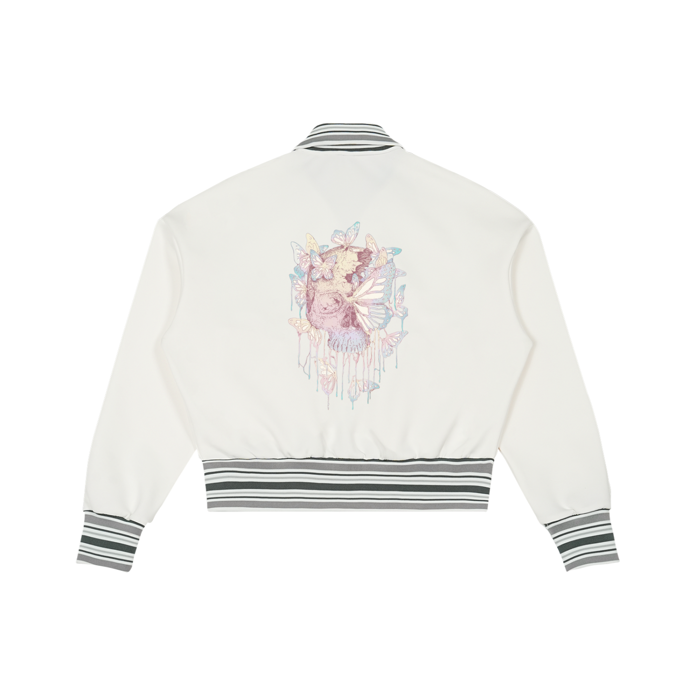 Striped Rib Collar Zip Jacket