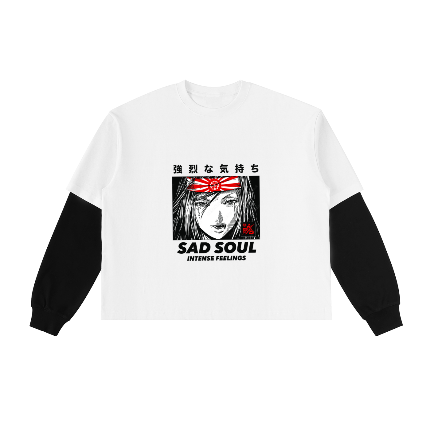 Layered Contrast Sleeve Cotton T-Shirt