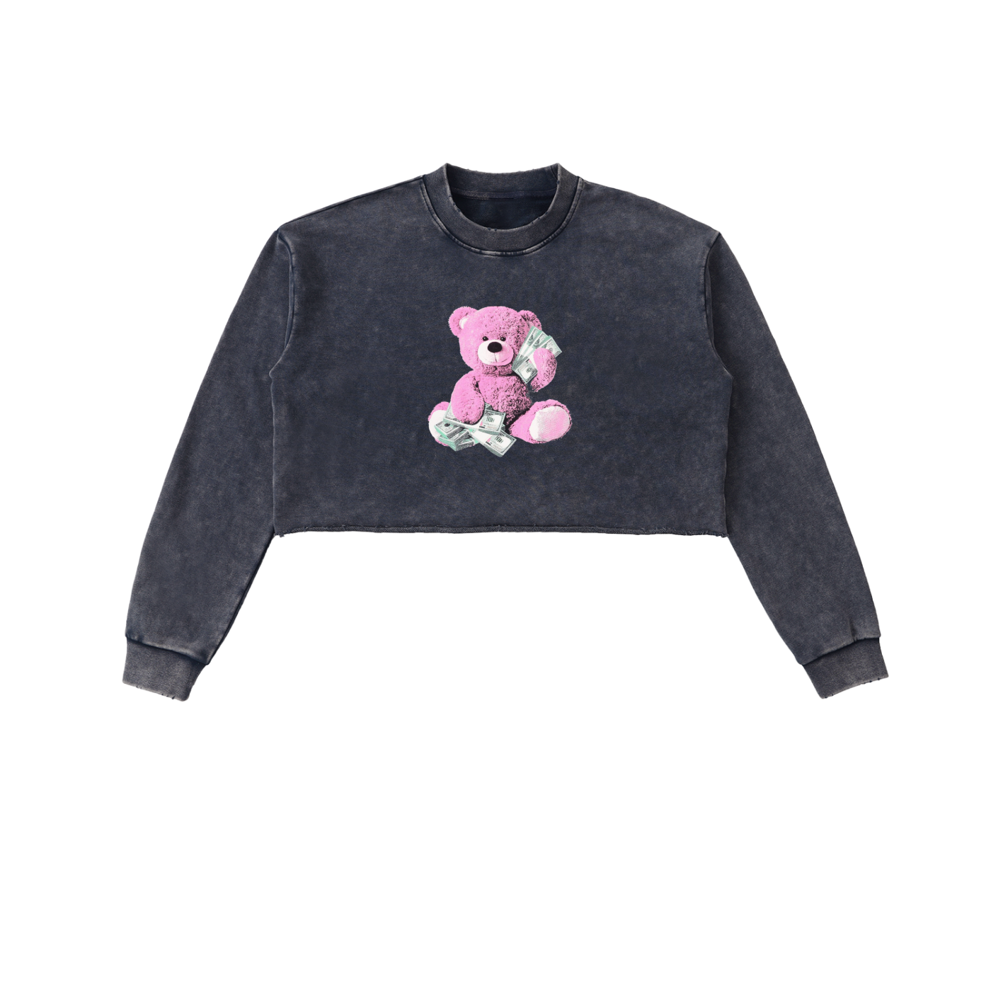 Snow Washed Raw Edge Cropped Sweatshirt