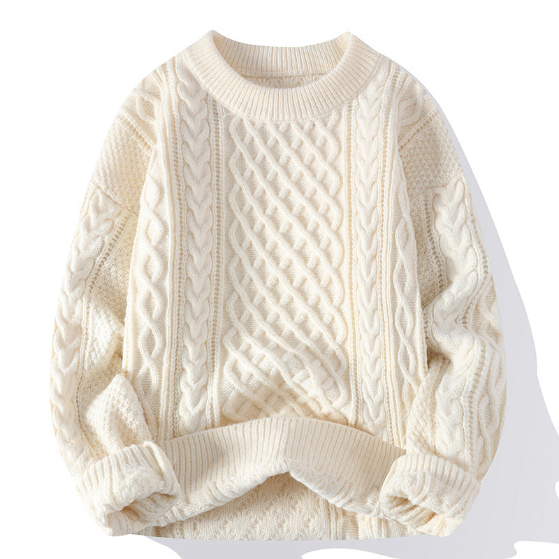 Men’s Vintage Cable Knit Pullover – Soft Thick Winter Wear