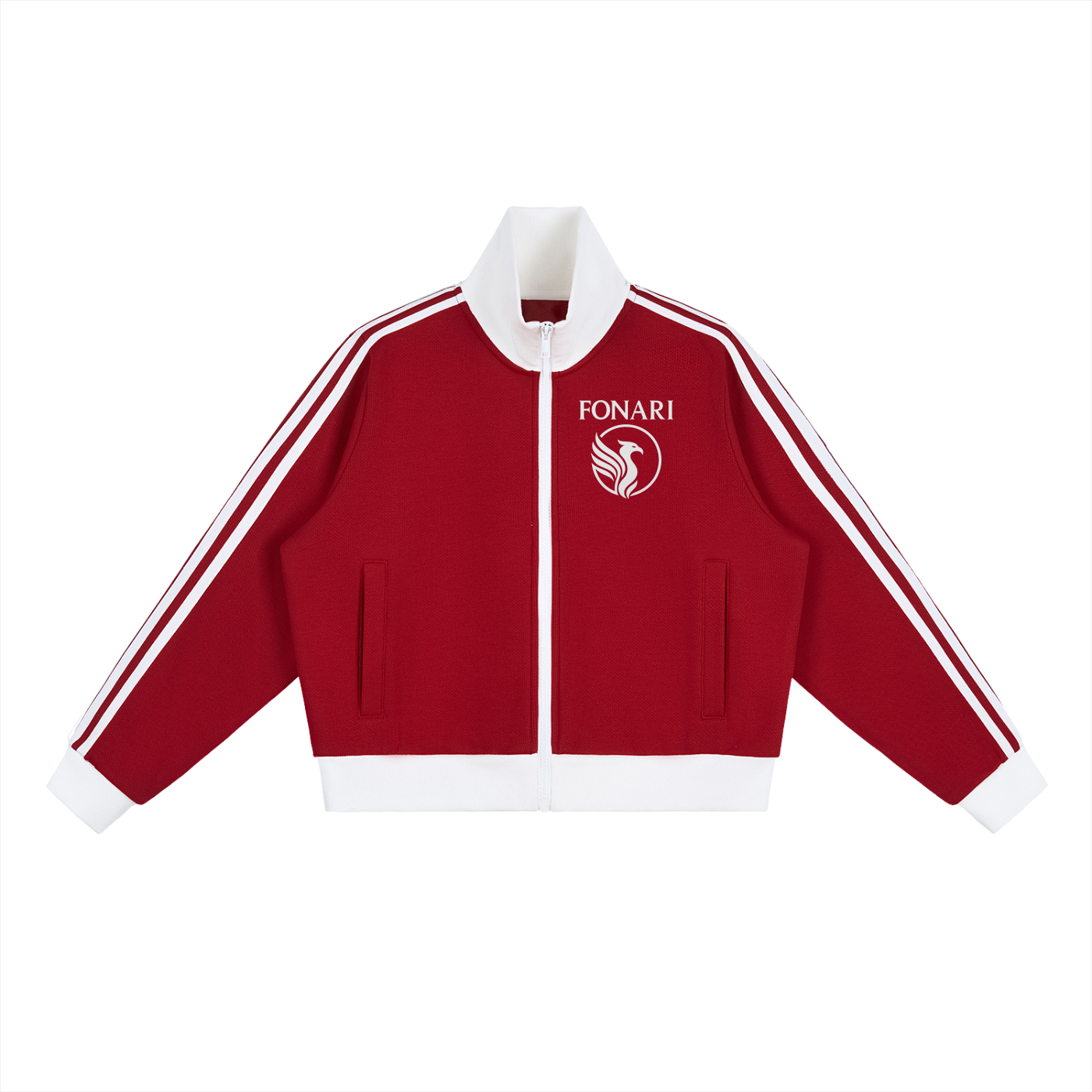 Contrast Side Stripe Fleece Cropped Track Jacket