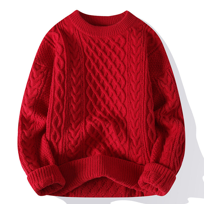 Men’s Vintage Cable Knit Pullover – Soft Thick Winter Wear