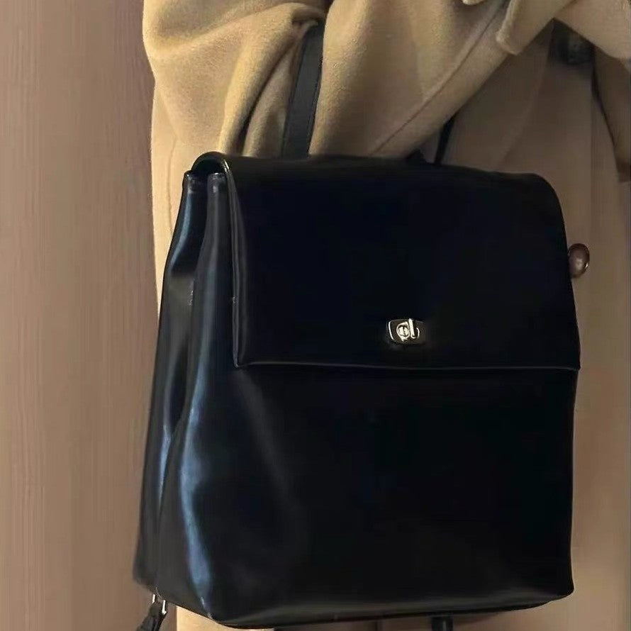 Korean Style Retro High-grade Oil Wax Leather Backpack