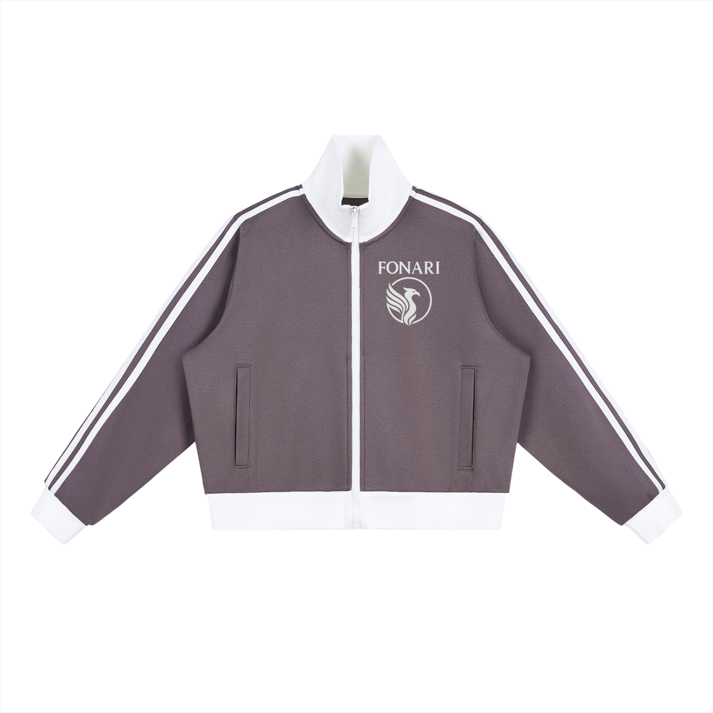 Contrast Side Stripe Fleece Cropped Track Jacket