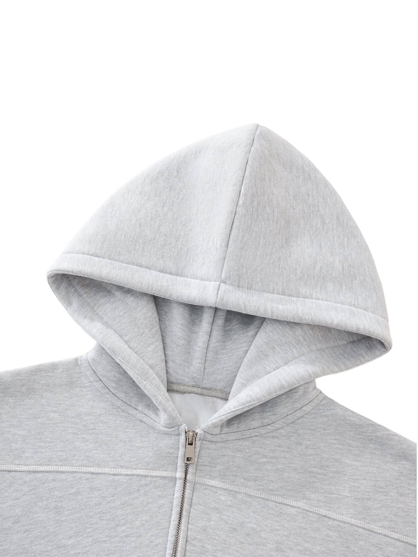 Contrast-Stitched Boxy Fleece Zip Hoodie
